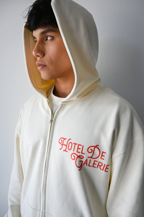 Hotel De Galerie Zip Hoodie | Bone White